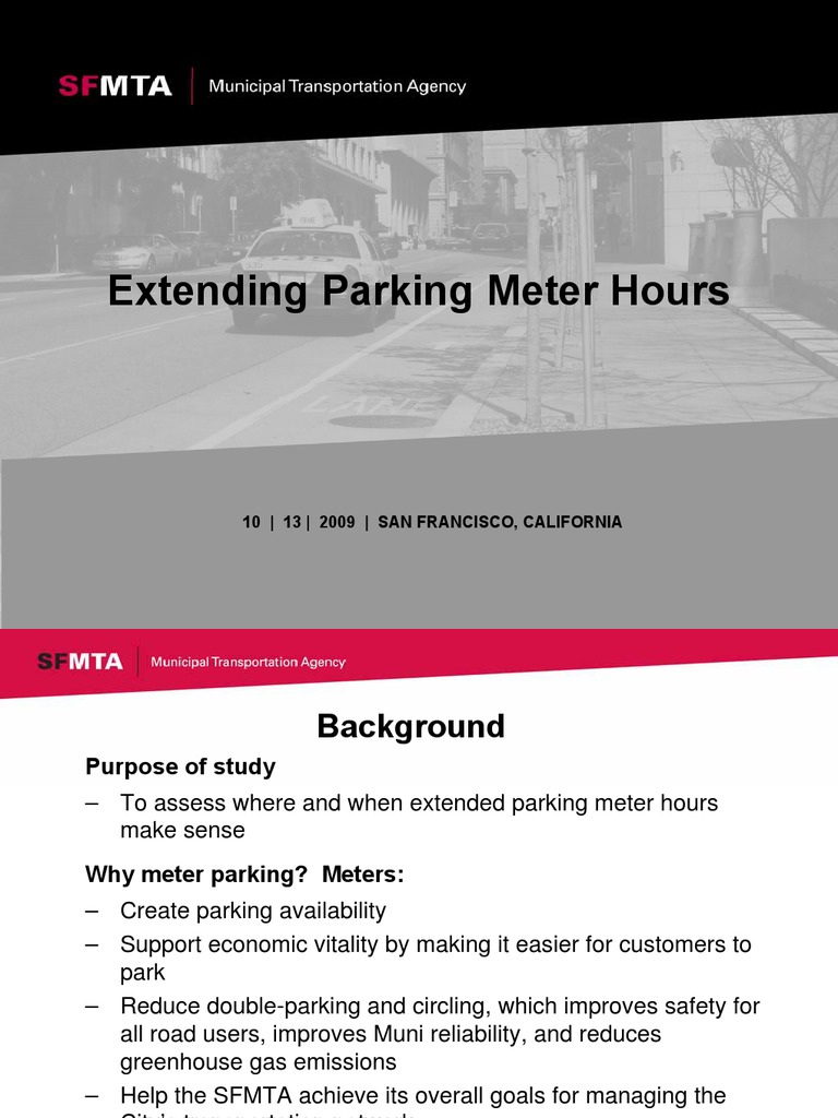 SFMTA Presentation on Extending Parking Meter Hours ...
