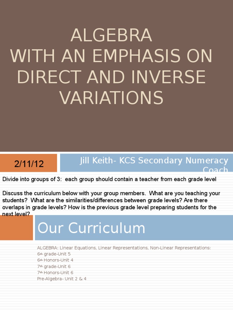 Teaching Direct and Inverse Variations | PDF | Linearity | Nonlinear System