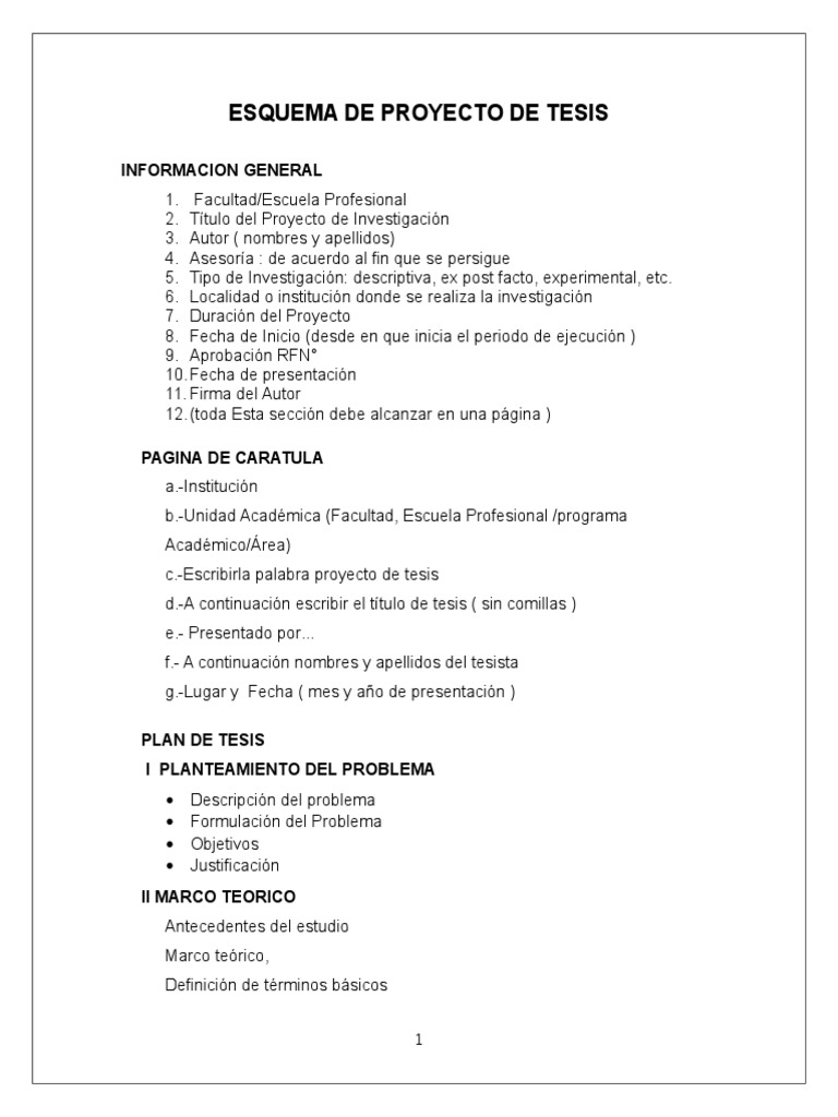 Esquema Completo de Proyecto de Tesis | PDF