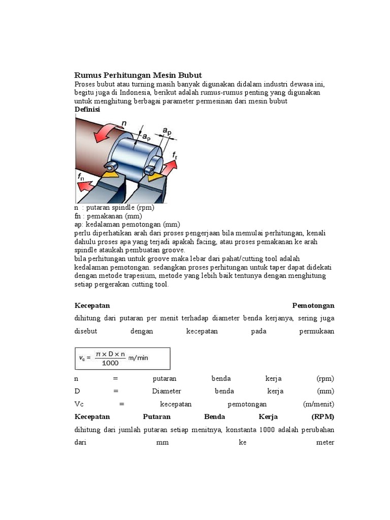Rumus Perhitungan Mesin Bubut Reupload