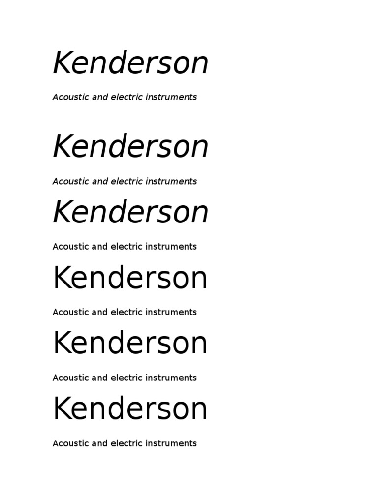 Kenderson Acoustic & Electric Instruments | PDF