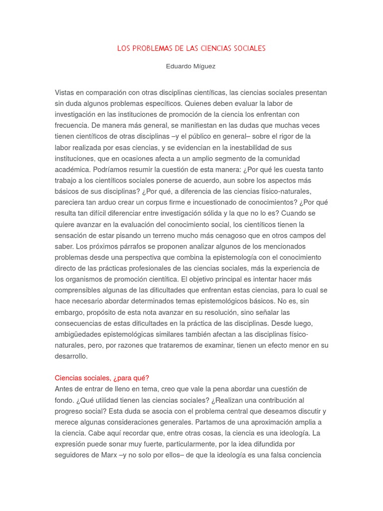 Problemas en las Ciencias Sociales | PDF | Ideologías | Science