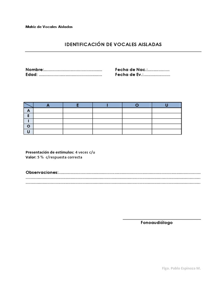 Matriz de Vocales | PDF | Estudios de idiomas extranjeros