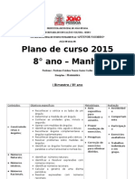 Plano de Curso de Matematica 8° Ano 2015