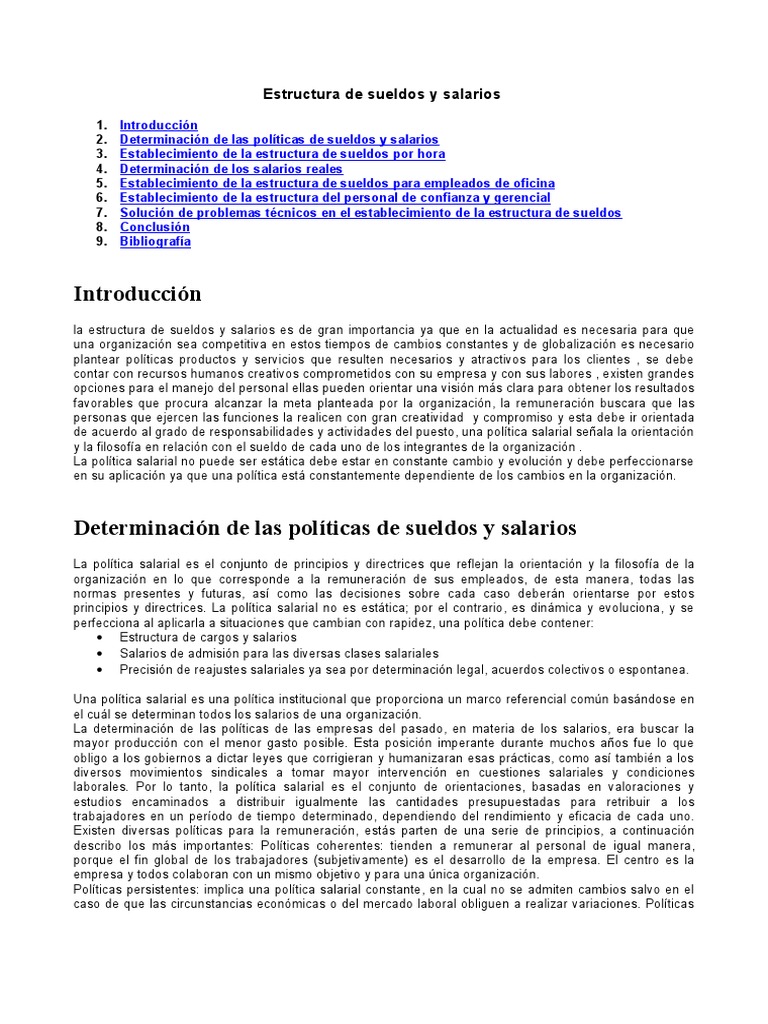 Estructura de Sueldos y Salarios | PDF | Salario | Derecho laboral