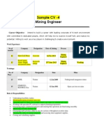 Sample CV - 4 Mining Engineer: Career Objective