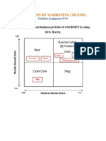 Principles of Marketing (Mgt301) : Analysis of Product/business Portfolio of GOURMET by Using BCG Matrix