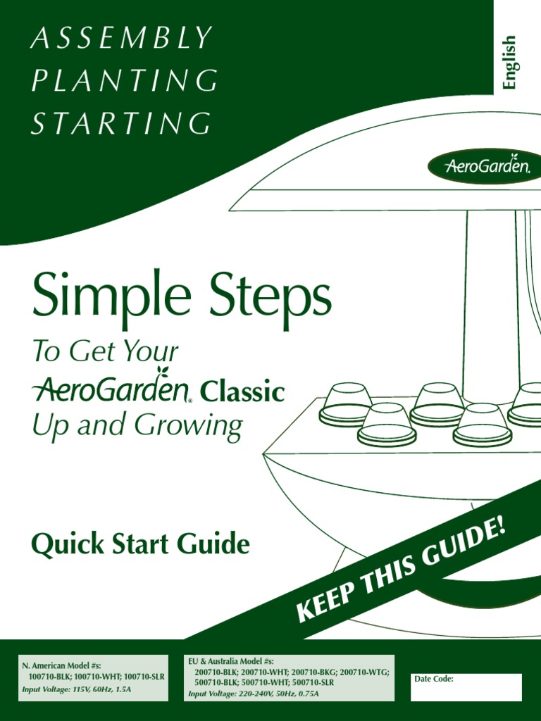 Aerogarden 7 Quickstart Guide PDF