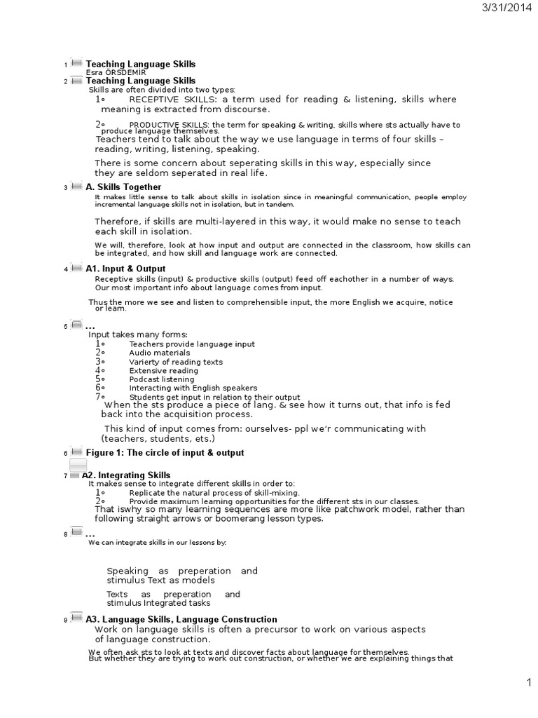 Teaching Language Skills | PDF | Reading Comprehension | Top Down And ...