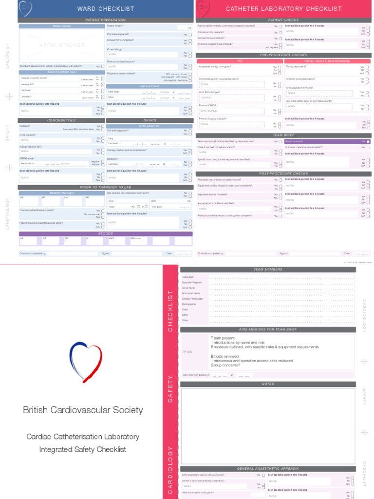 Integrated Cath Lab Safety Checklist Cardiology Anesthesia