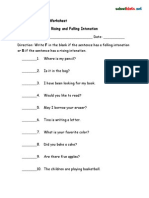 Grade One English Worksheet Rising and Falling Intonation PDF