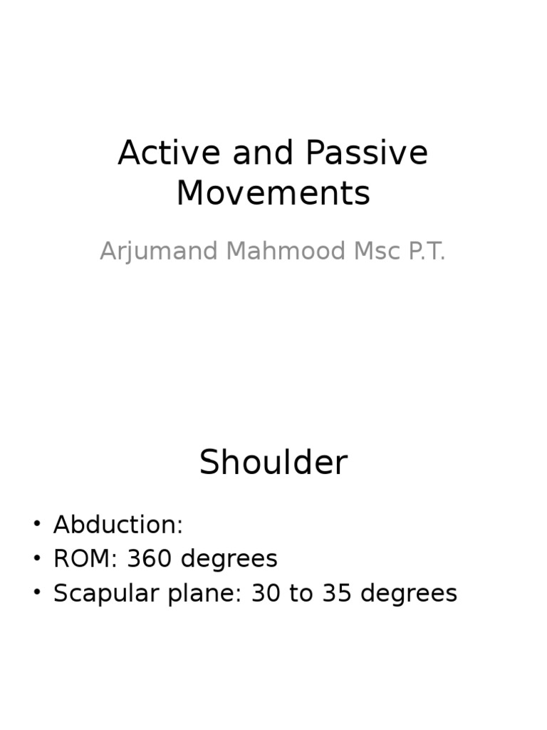 Active and Passive Joint Movements | PDF
