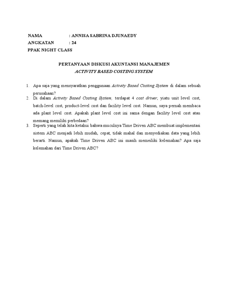 Pertanyaan Diskusi Abc System