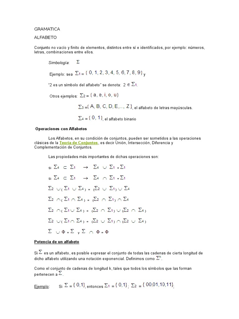 Gramatica y Automatas | PDF | Conjunto (Matemáticas) | Enseñanza de ...