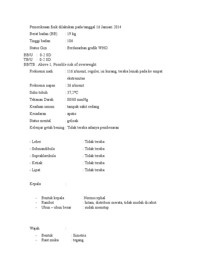 Contoh Laporan Pemeriksaan Fisik