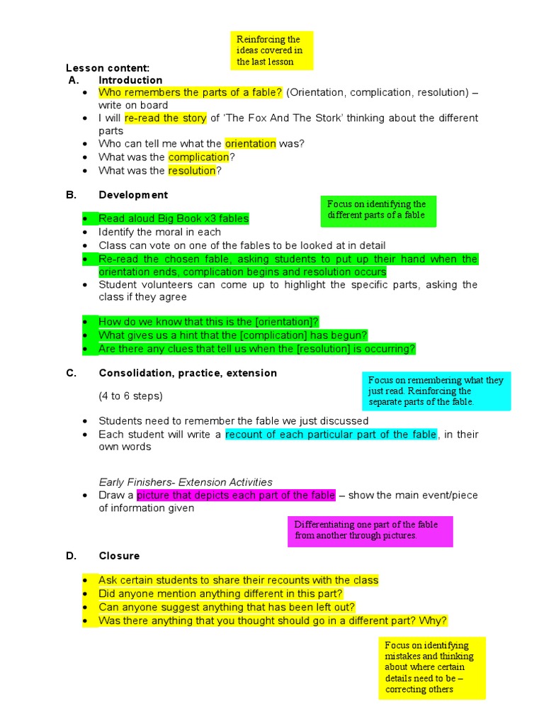 Understanding Fable Structure in Class | PDF | Language Arts & Discipline