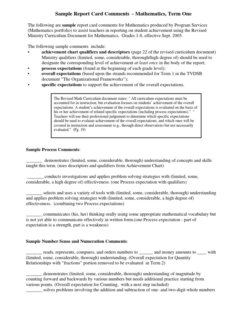 Effective essay writing report card comments