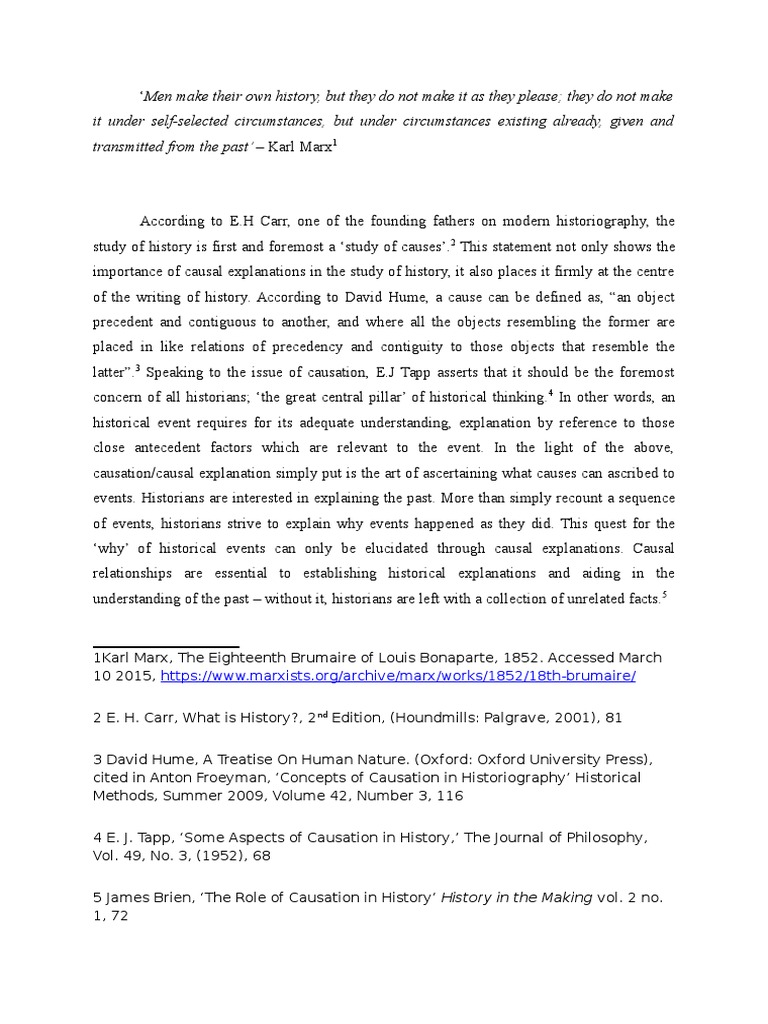 what does causality mean in historical studies