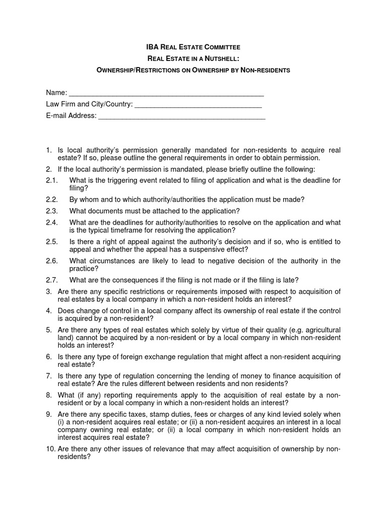Non-Resident Real Estate Acquisition 2008 | PDF | Ownership | Virtue