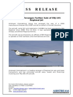 Press Release: Airstream Arranges Further Sale of ERJ-145 Regional Jet