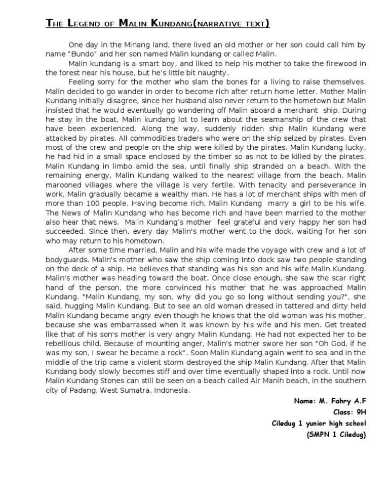The Legend of Malin Kundang