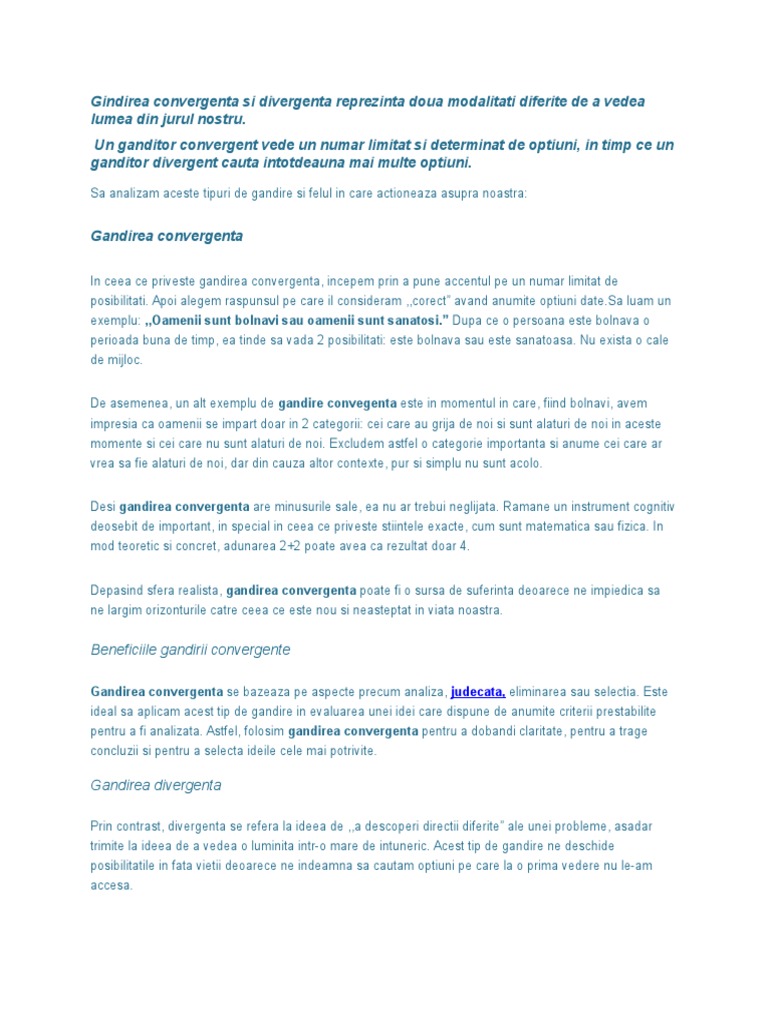 Convergenta Si Divergenta | PDF