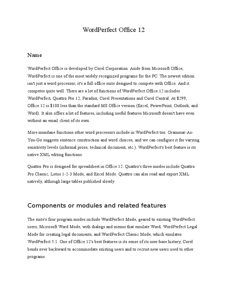 WordPerfect Office 12 PDF Microsoft Office Application