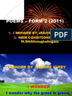 Poems - Form 2 (2011) : I Wonder by Jeannie Kirby Heir Conditioning by M.Shanmughalingam