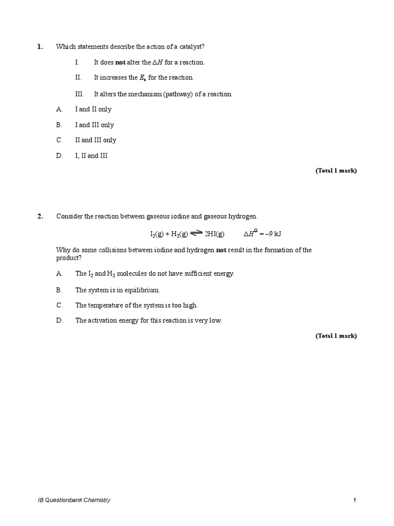 Catalyst Effects on Reaction Rates and Mechanisms | PDF | Chemical ...