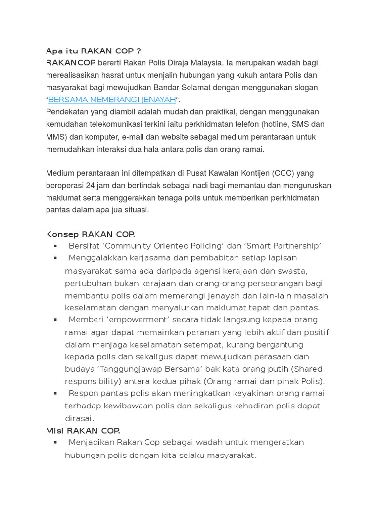 Memahami Rakan Cop PDRM | PDF