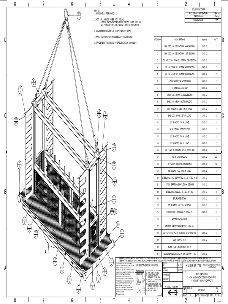 Pipe Rack Drawing for Oil Field Pipe (Fluid Conveyance) Mechanical