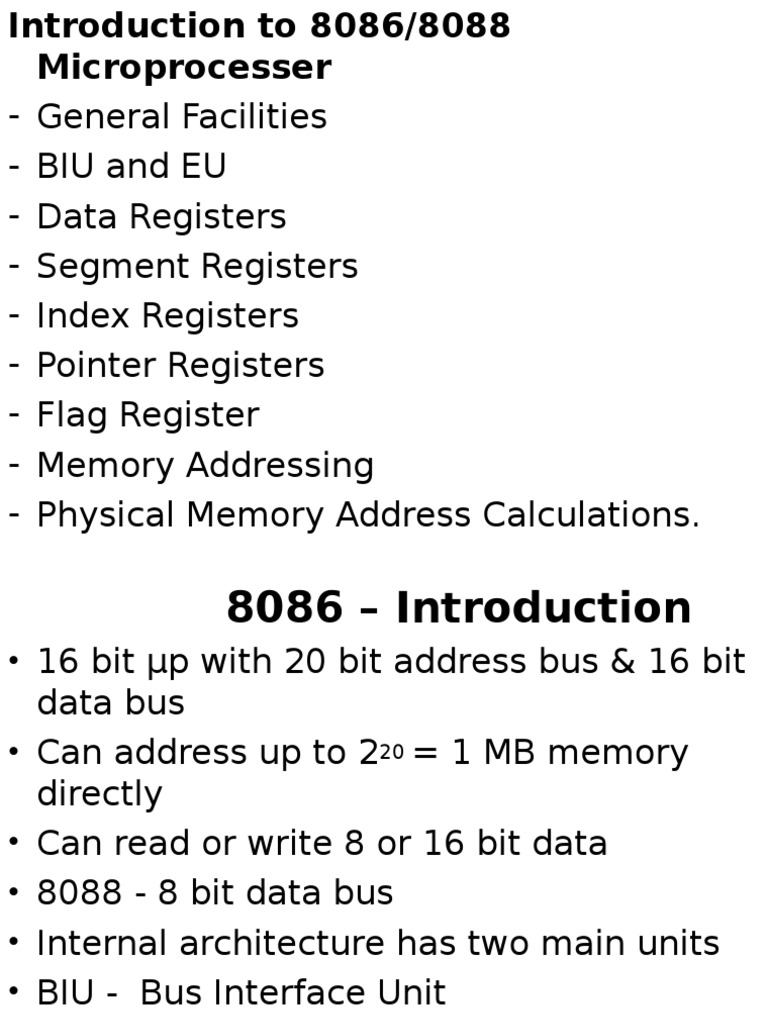 5 Introduction To 8086 Microprocessor | PDF | Instruction Set ...