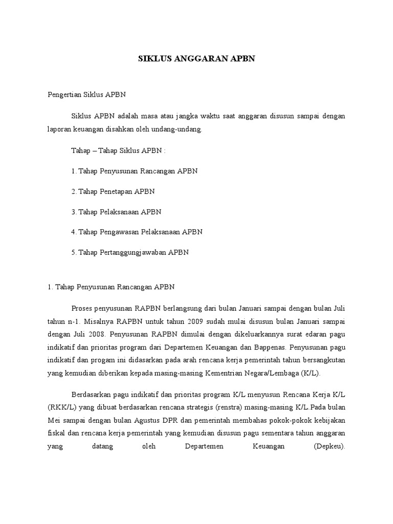 Siklus Penyusunan APBN Indonesia | PDF | Pengelolaan Keuangan & Uang ...