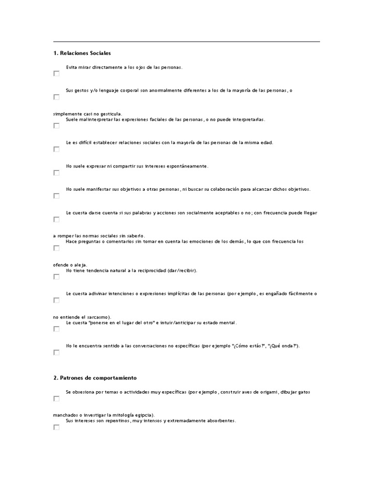 Test Asperger | PDF | Síndrome de Asperger | Sicología