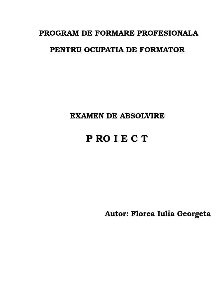 Program de Formare Profesionala Pentru Ocupatia de Formator | PDF