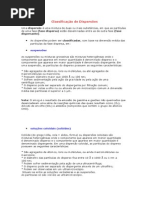 Classificação de Dispersões