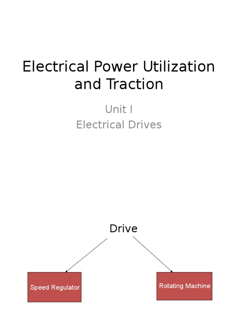 Electrical Power Utilization and Traction: Unit I Electrical Drives ...