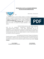 Comunicado oficial de la CGT en repudio a la violenta represión policial en Ncr Argentina S.R.L.