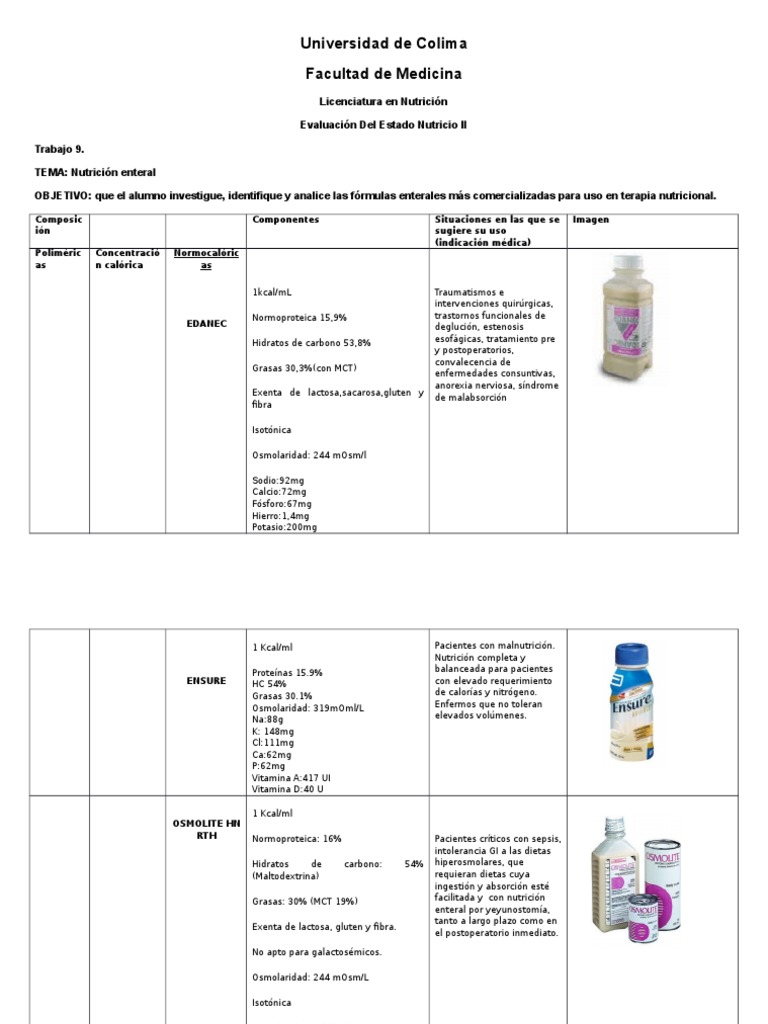 Formulas Enterales | PDF | Diálisis | Diarrea