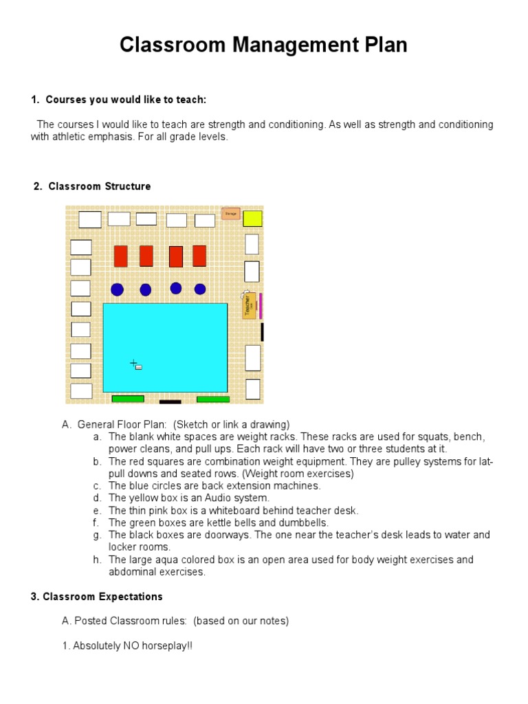 Classroom Management Plan: 1. Courses You Would Like To Teach | PDF ...