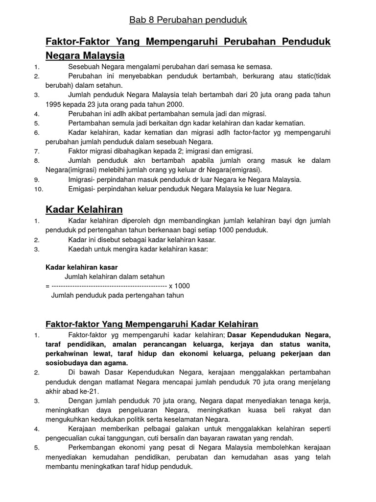 Bab 8 Perubahan Penduduk