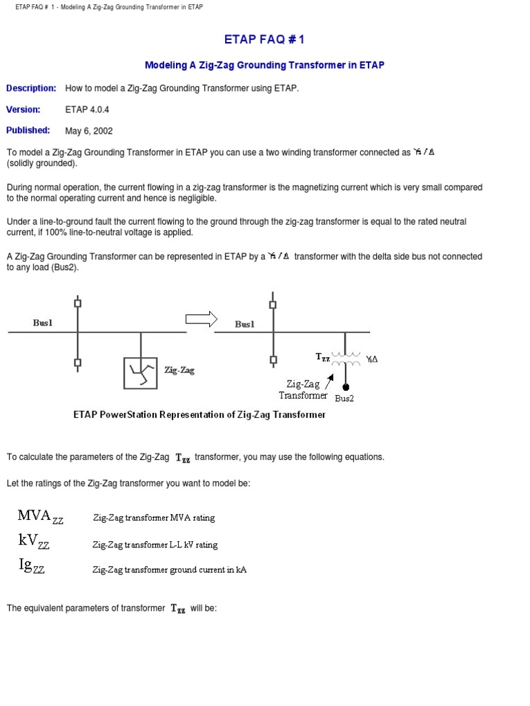 ETAP ZigZag Transformer PDF
