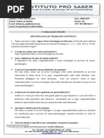 Avaliação Online - Metodologia do Trabalho Cientifico