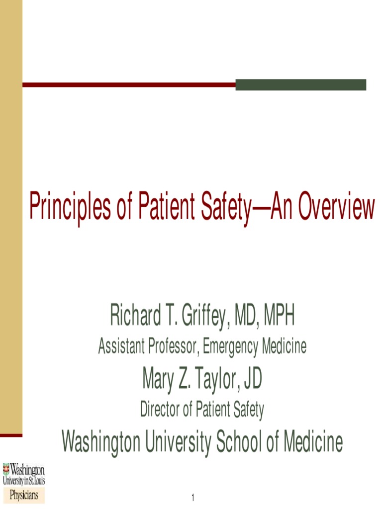 Basic Principles of Patient SafetyOverviewSelfStudy Module2013 PDF PDF Patient Safety