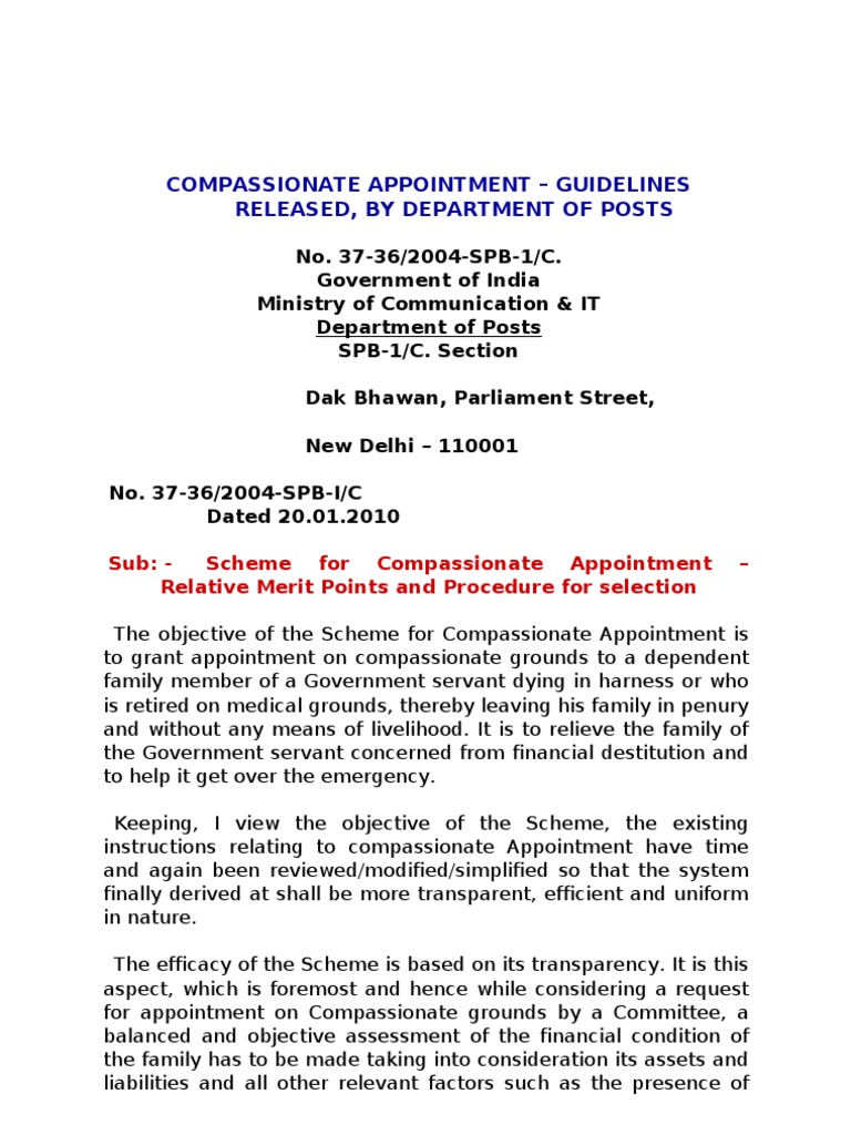 Compassionate Appointment Guidelines | PDF | Public Law | Virtue