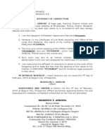 Affidavit of Correction: Modesto T. Andong