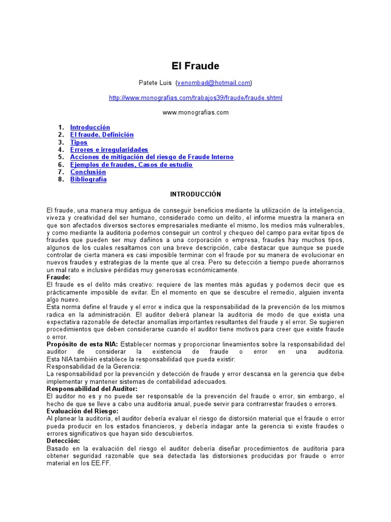 Ejemplos y Definición de Fraude Financiero | PDF | Contralor | Contabilidad