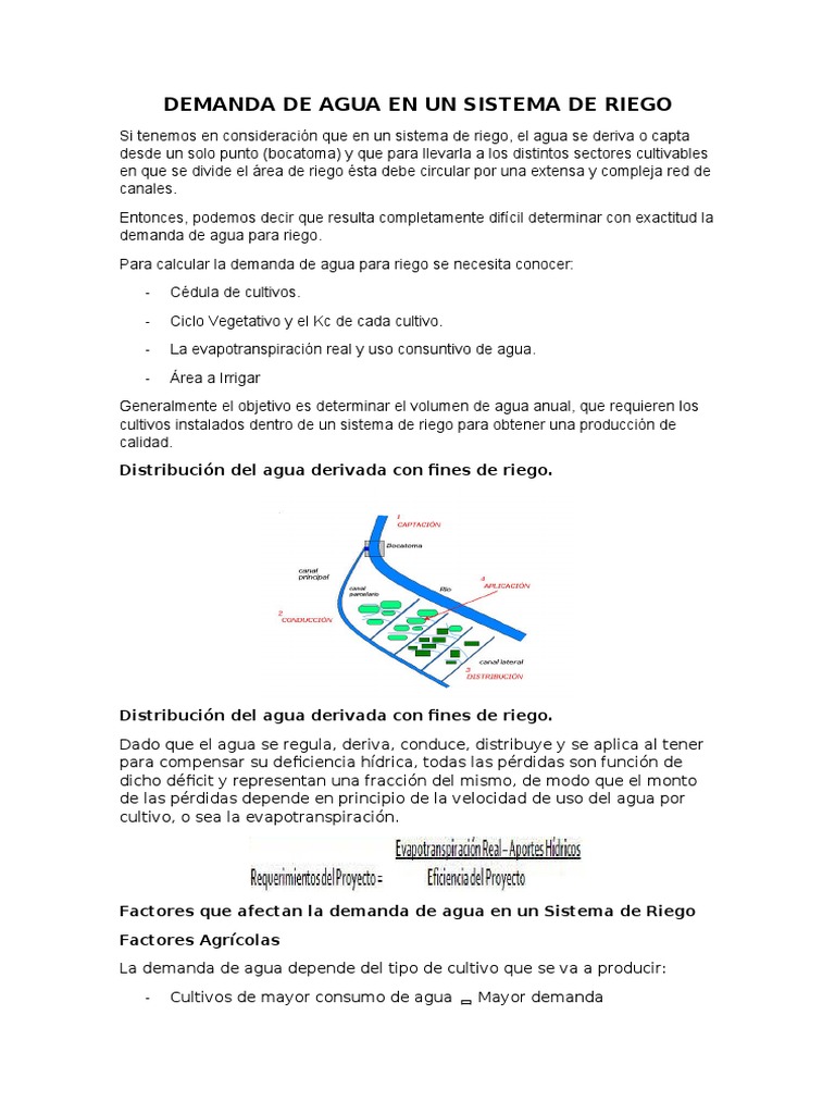 Demanda de Agua en Sistemas de Riego | PDF | Evapotranspiración | Riego