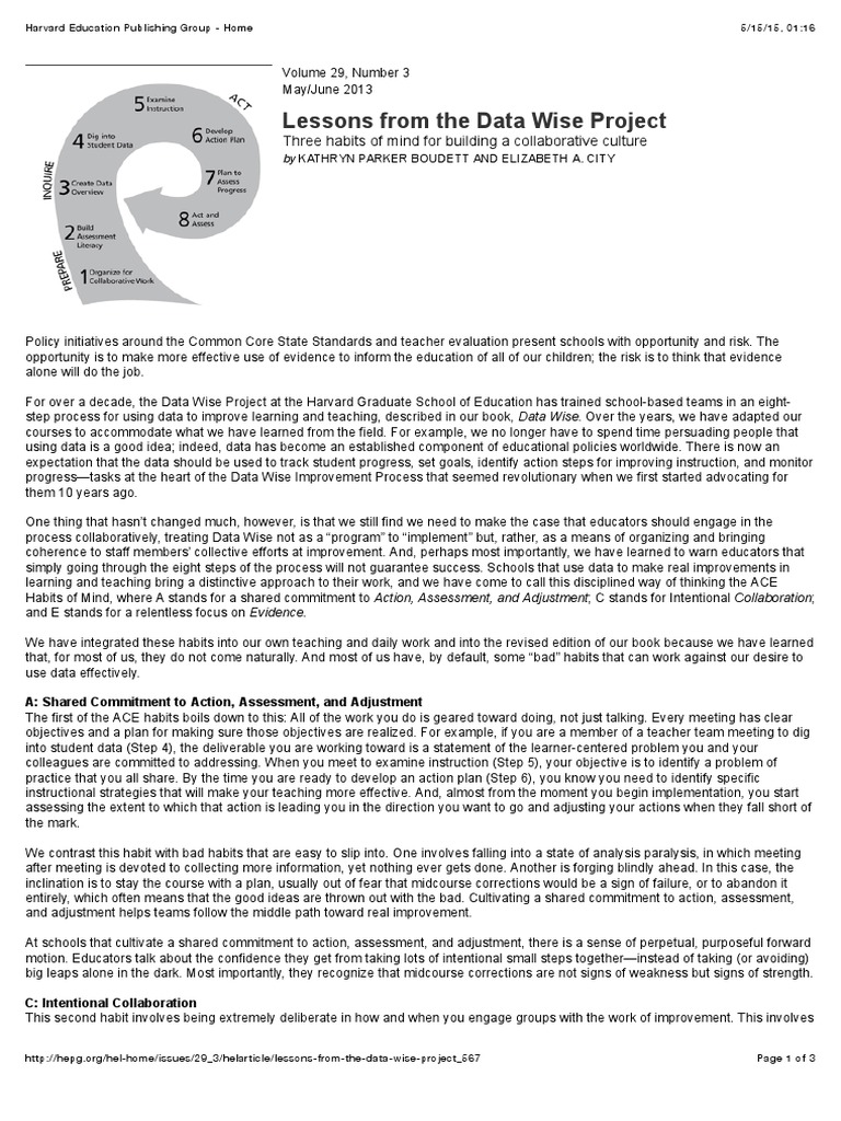 ACE - Data Wise | PDF | Inference | Habits