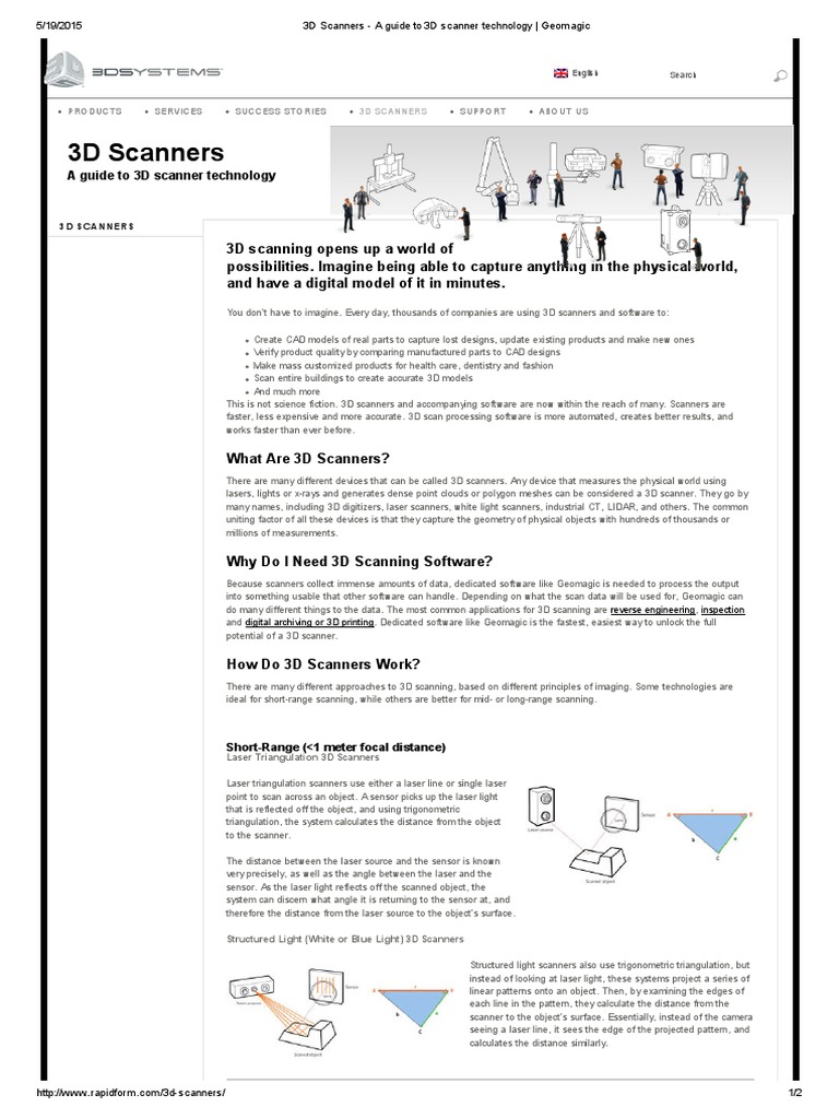 3D Scanners - A Guide To 3D Scanner Technology - Geomagic | PDF | Image ...